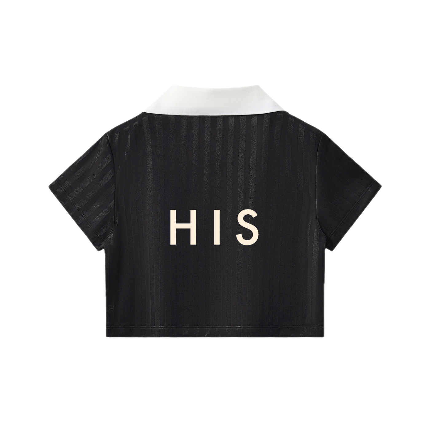 The Stripe Jersey in Black with White, back view #Color_Black with White