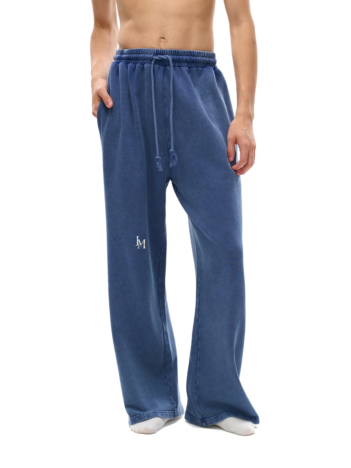 The Snow Washed Trouser in Blue — on model, front #Color_Blue