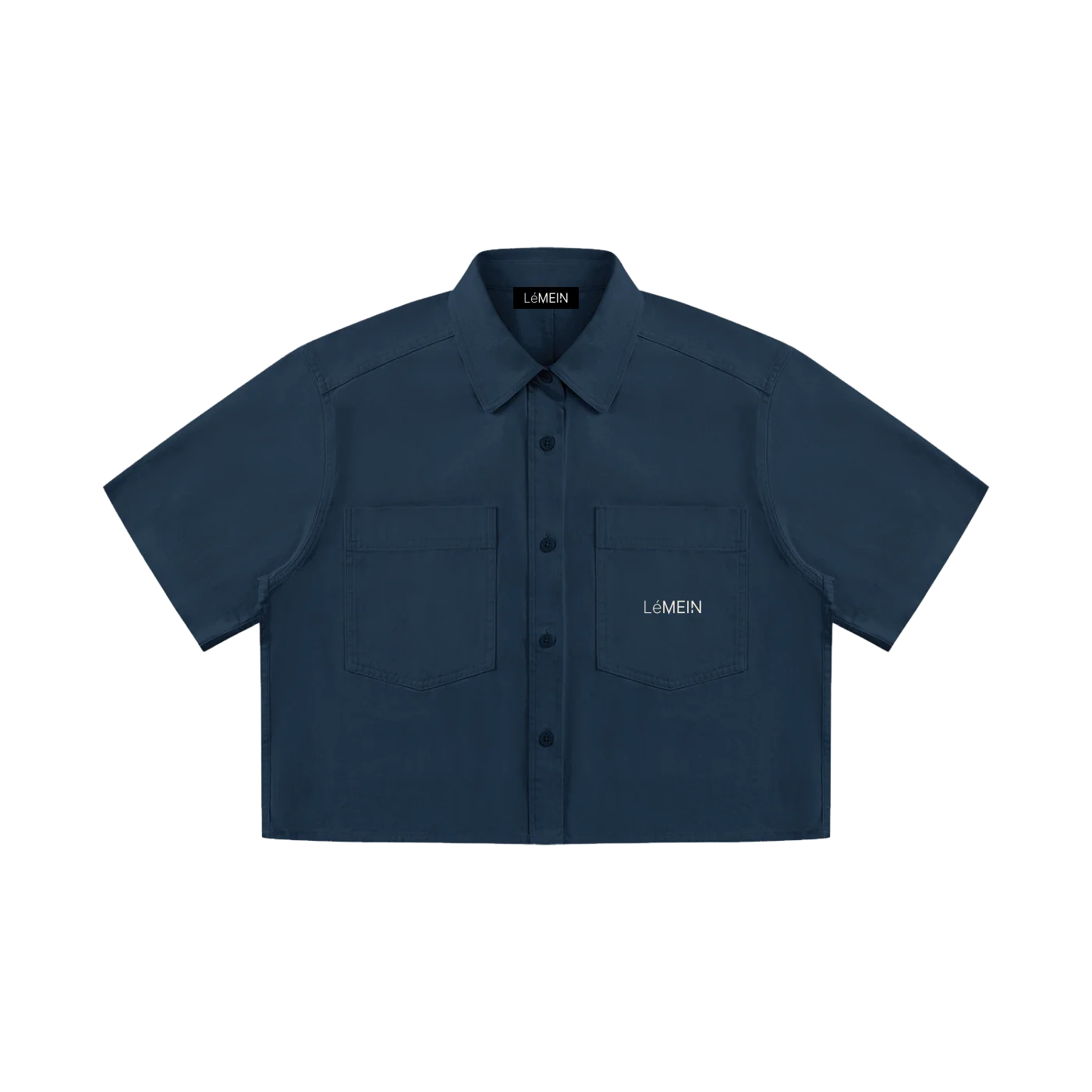 The Date Shirt, Cropped in Navy Blue, front view #Color_Navy Blue