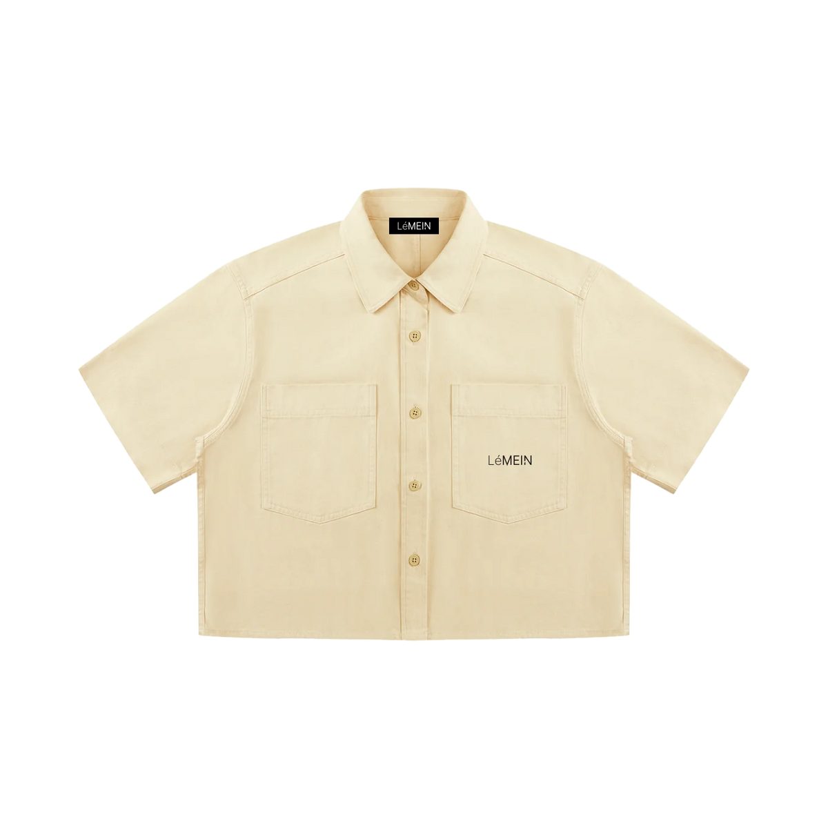 The Date Shirt, Cropped in Apricot, front view #Color_Apricot