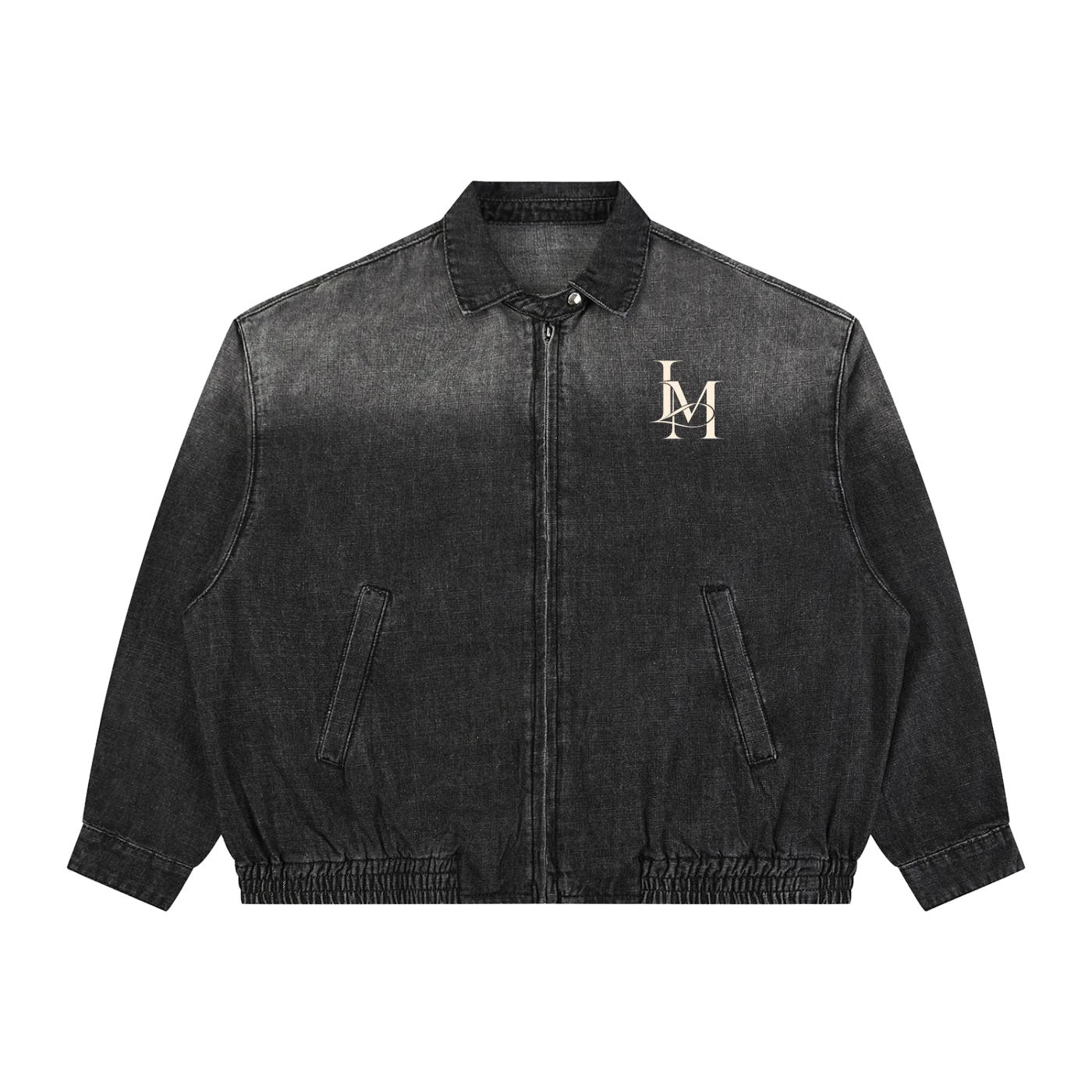 The Denim Jacket in Black, front view #Color_Black