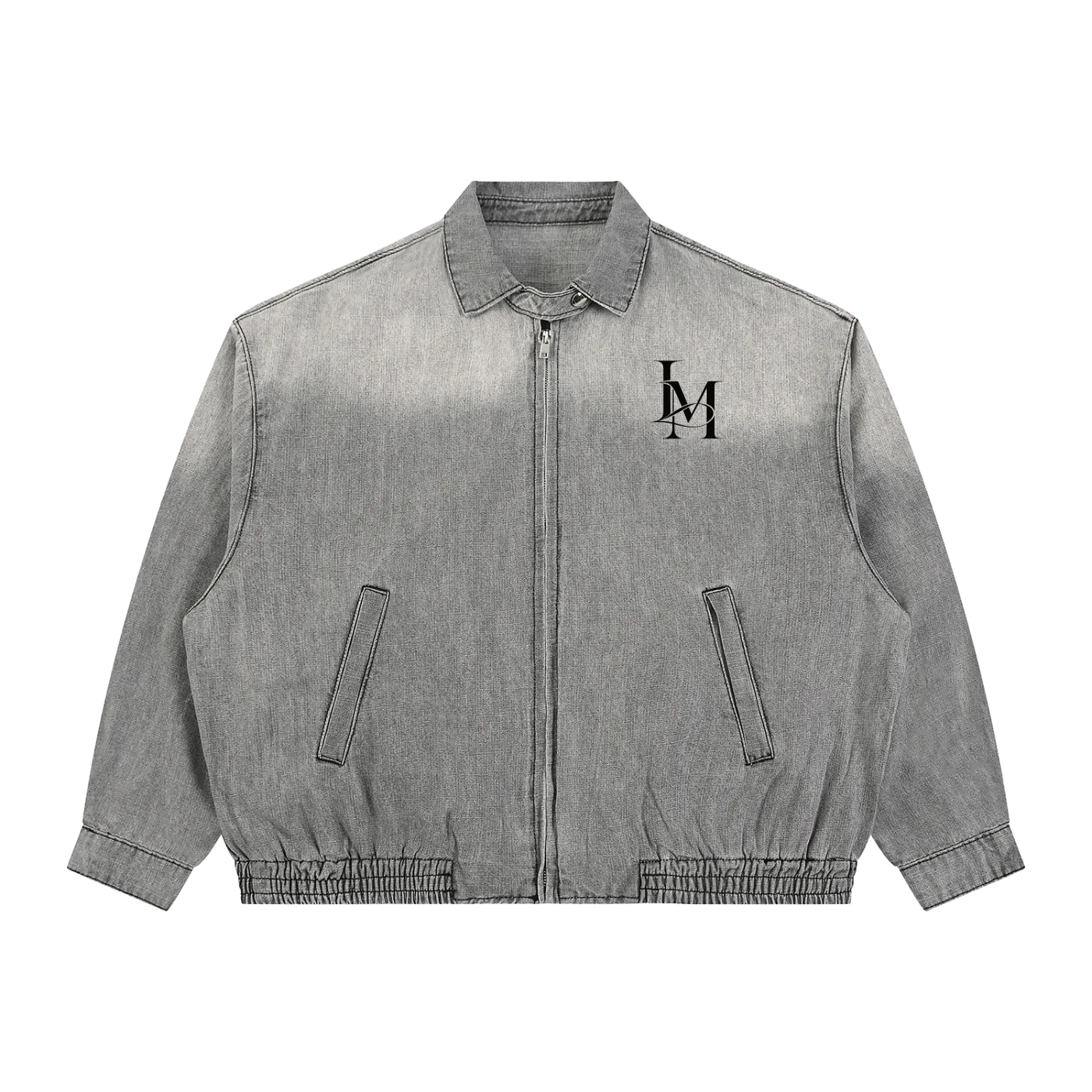The Denim Jacket in Light Gray, front view #Color_Light Gray