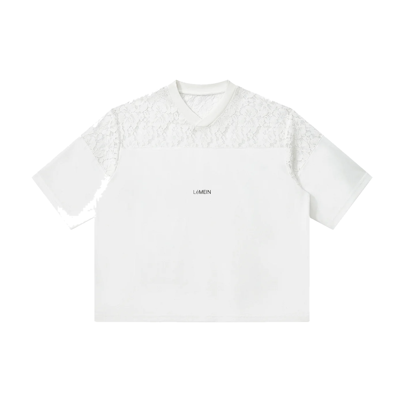 The Lace V-Neck in White, back #Color_White