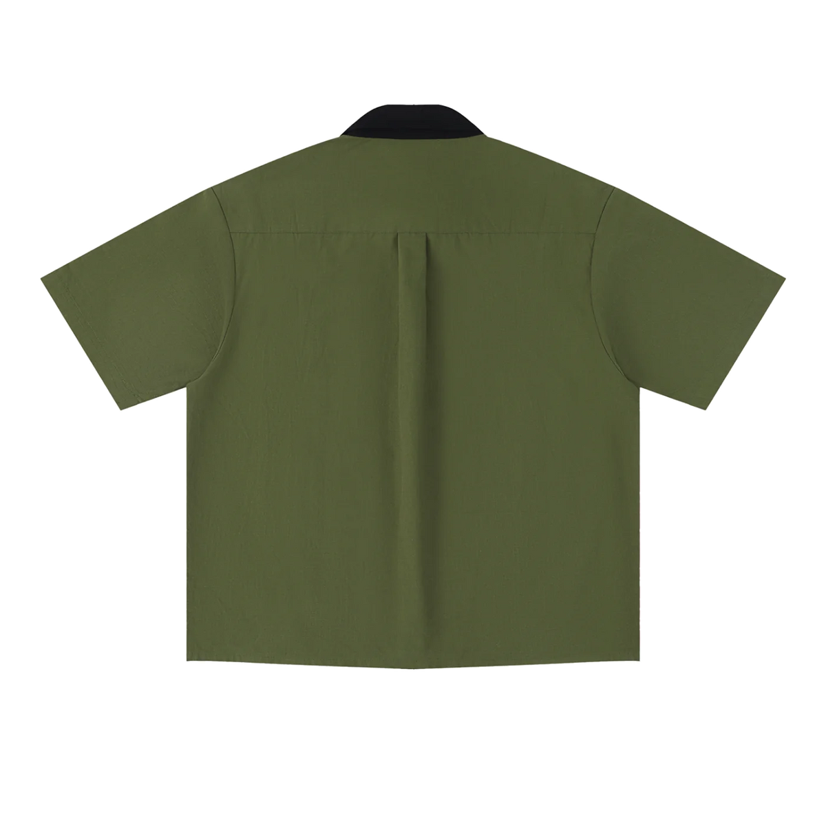 The Color Block Shirt in Army Green, back #Color_Army Green