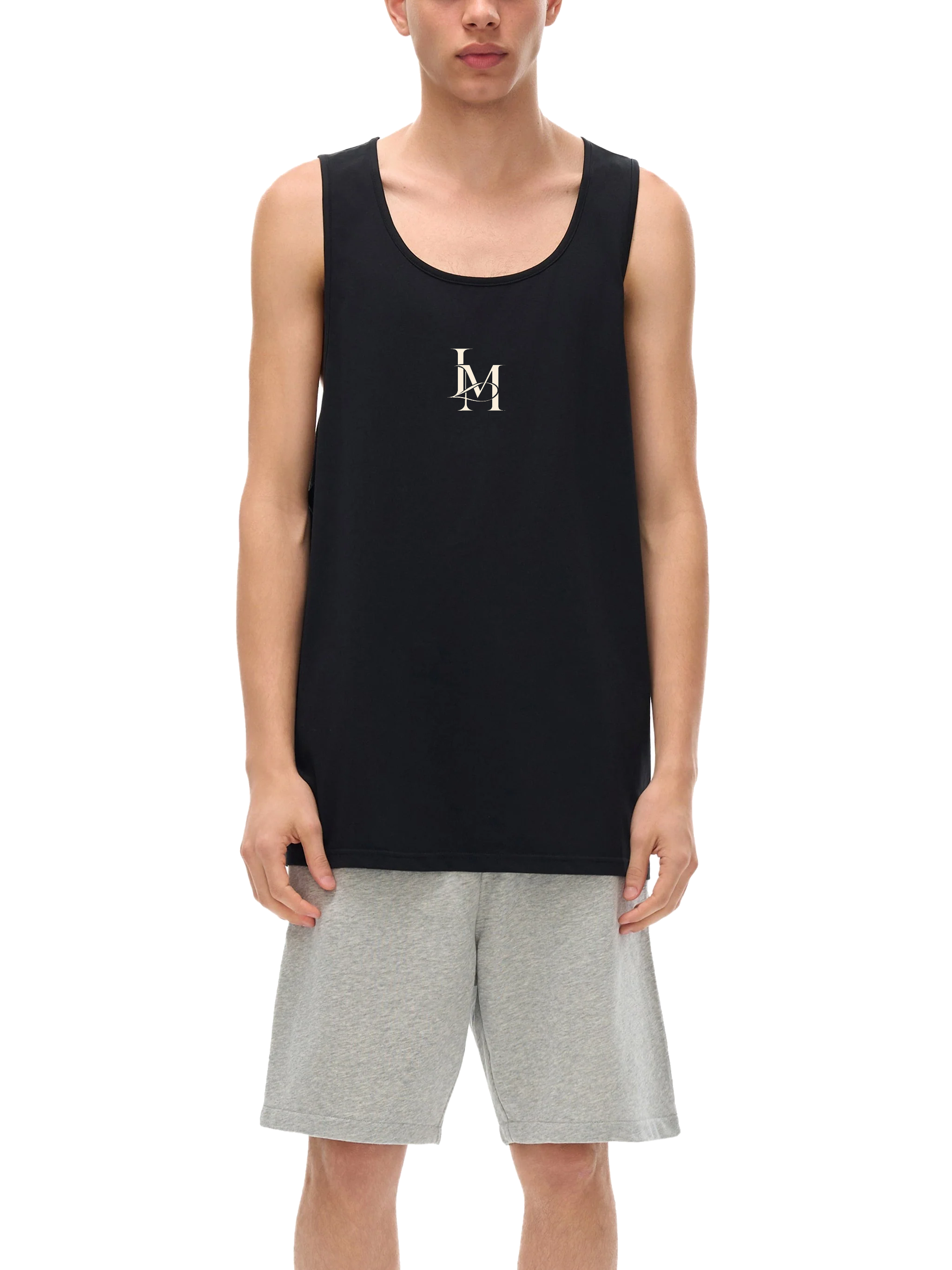 The Loose Tank in Black — on model, front #Color_Black