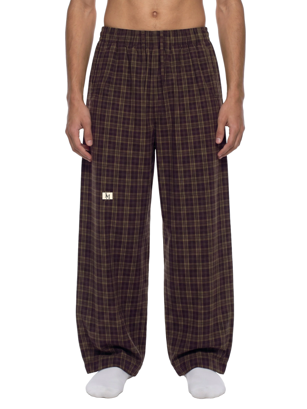 The Plaid Trouser in Red Plaid — on model, front #Color_Red Plaid