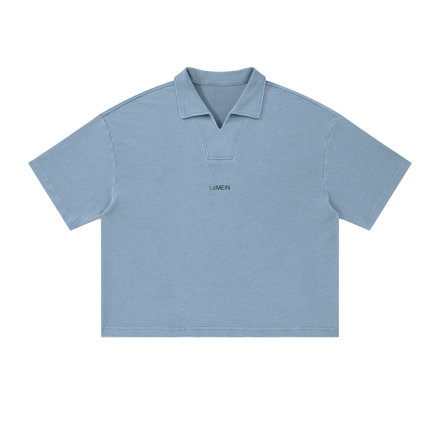 The Waffle Polo in Sky Blue, front view #Color_Sky Blue