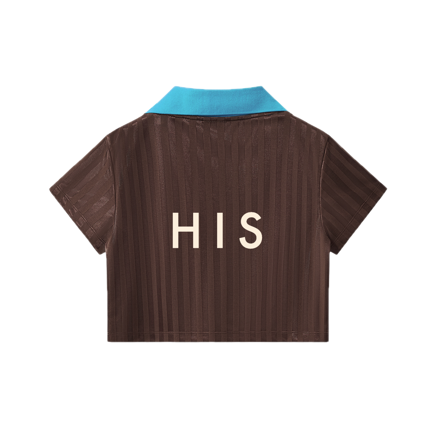 The Stripe Jersey in Coffee with Blue, back view #Color_Coffee with Blue
