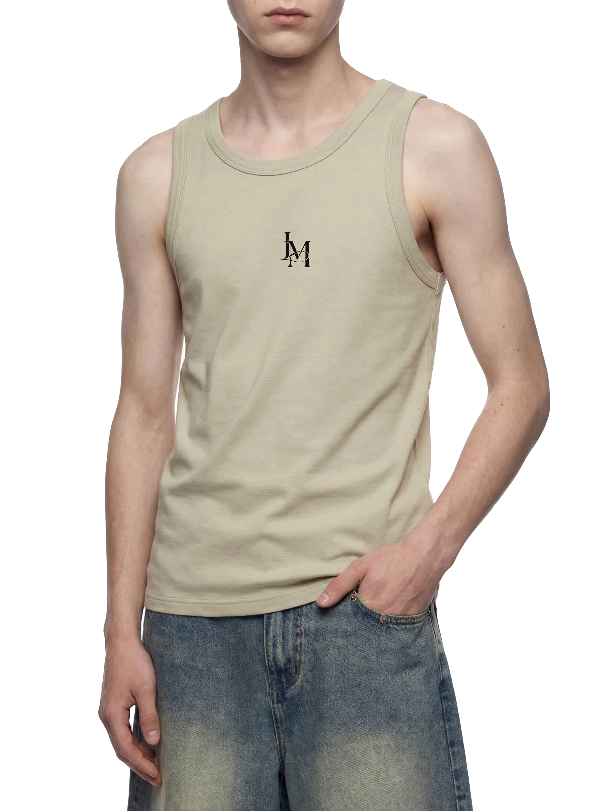 The Heavy Ribbed Tank in Khaki — on model 2 #Color_Khaki