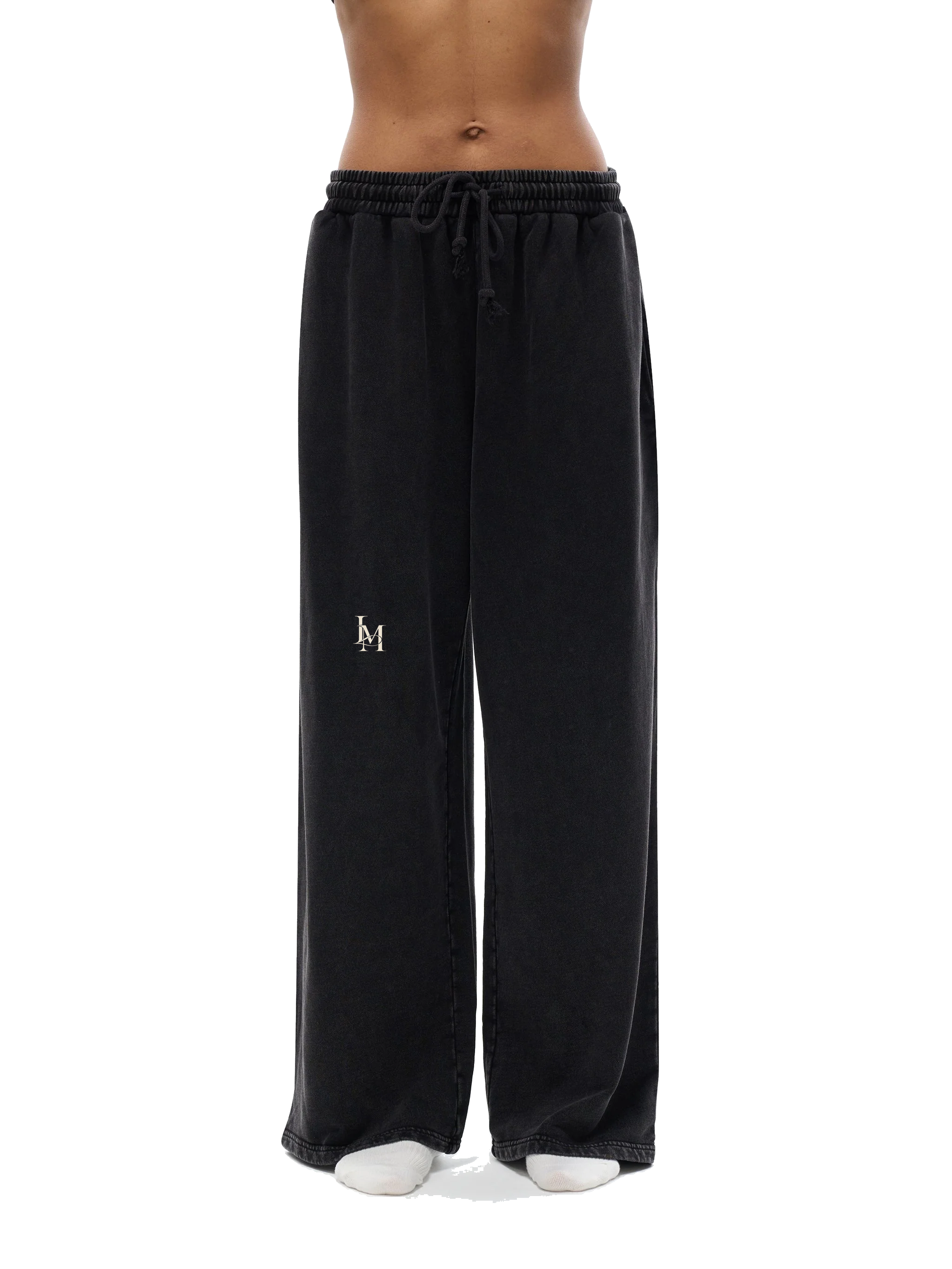 The Snow Washed Trouser in Black — on model, front #Color_Black