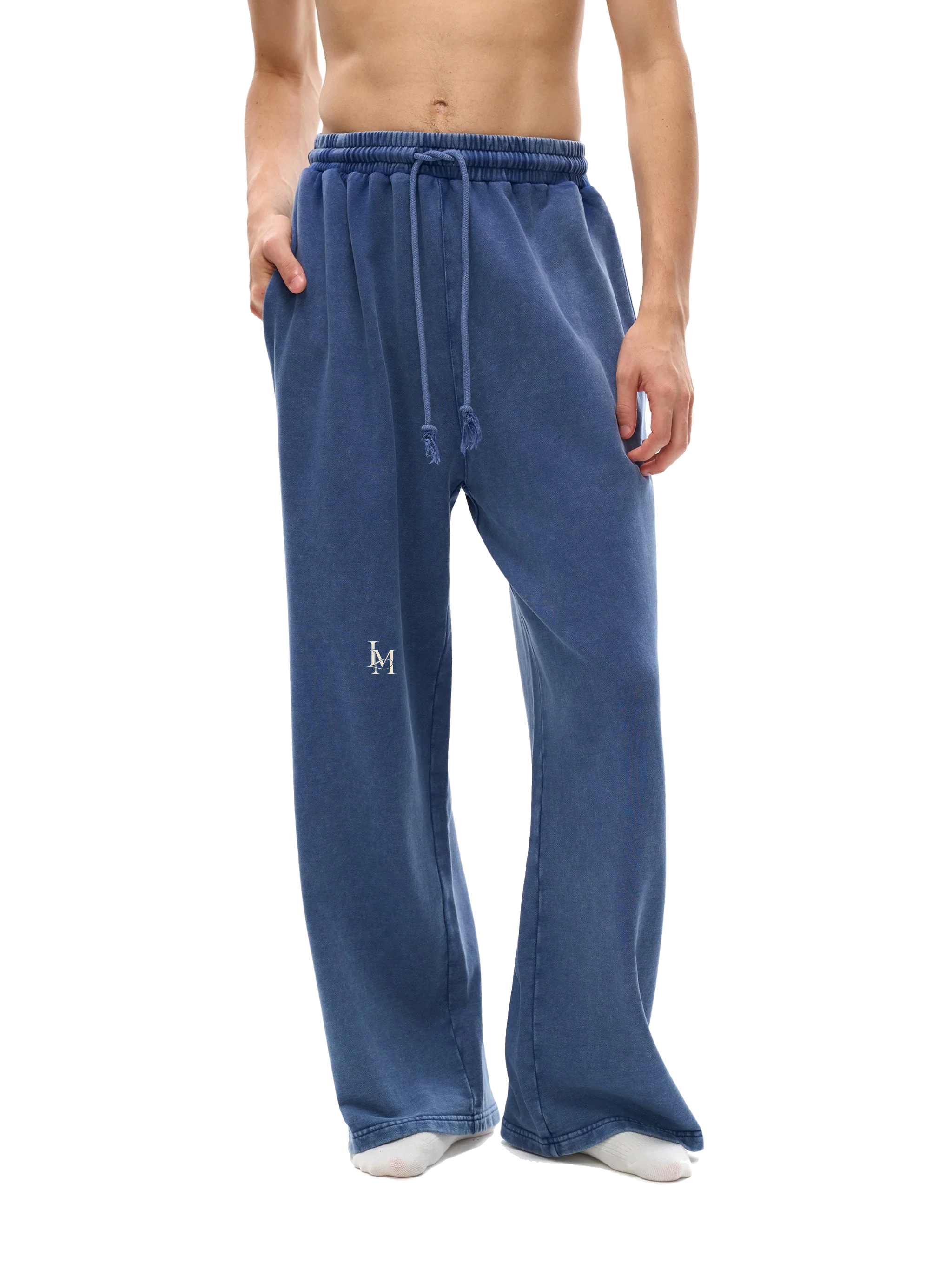 The Snow Washed Trouser in Blue — on model, front #Color_Blue