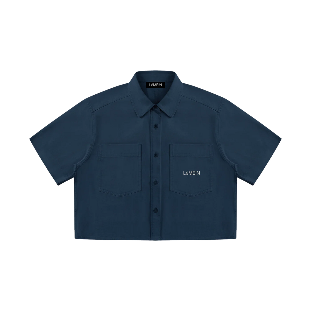 The Date Shirt, Cropped in Navy Blue, front view #Color_Navy Blue