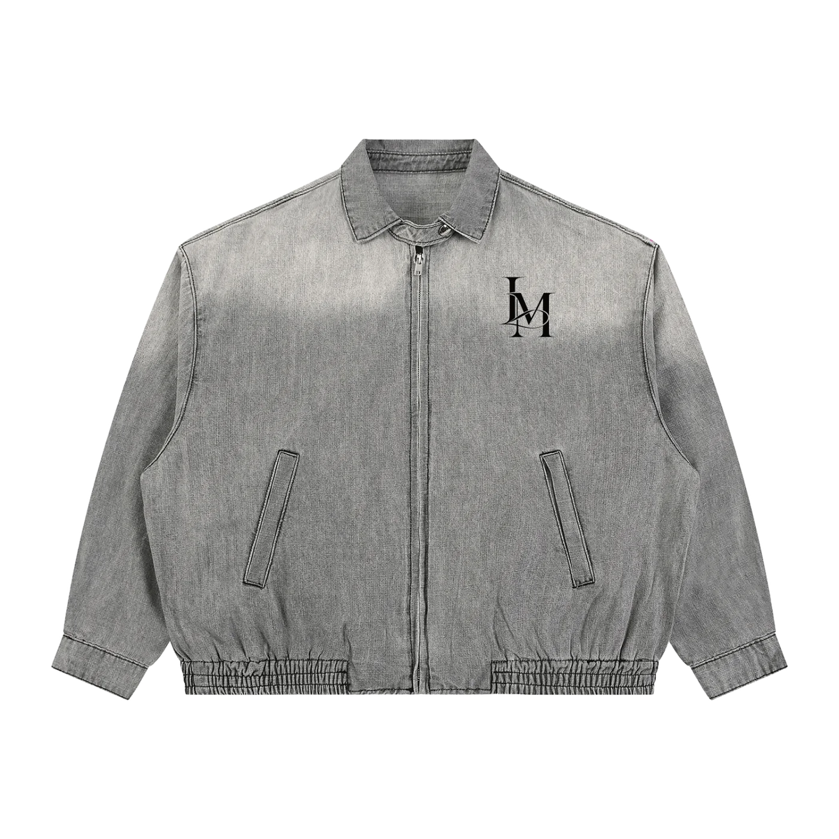 The Denim Jacket in Light Gray, front view #Color_Light Gray
