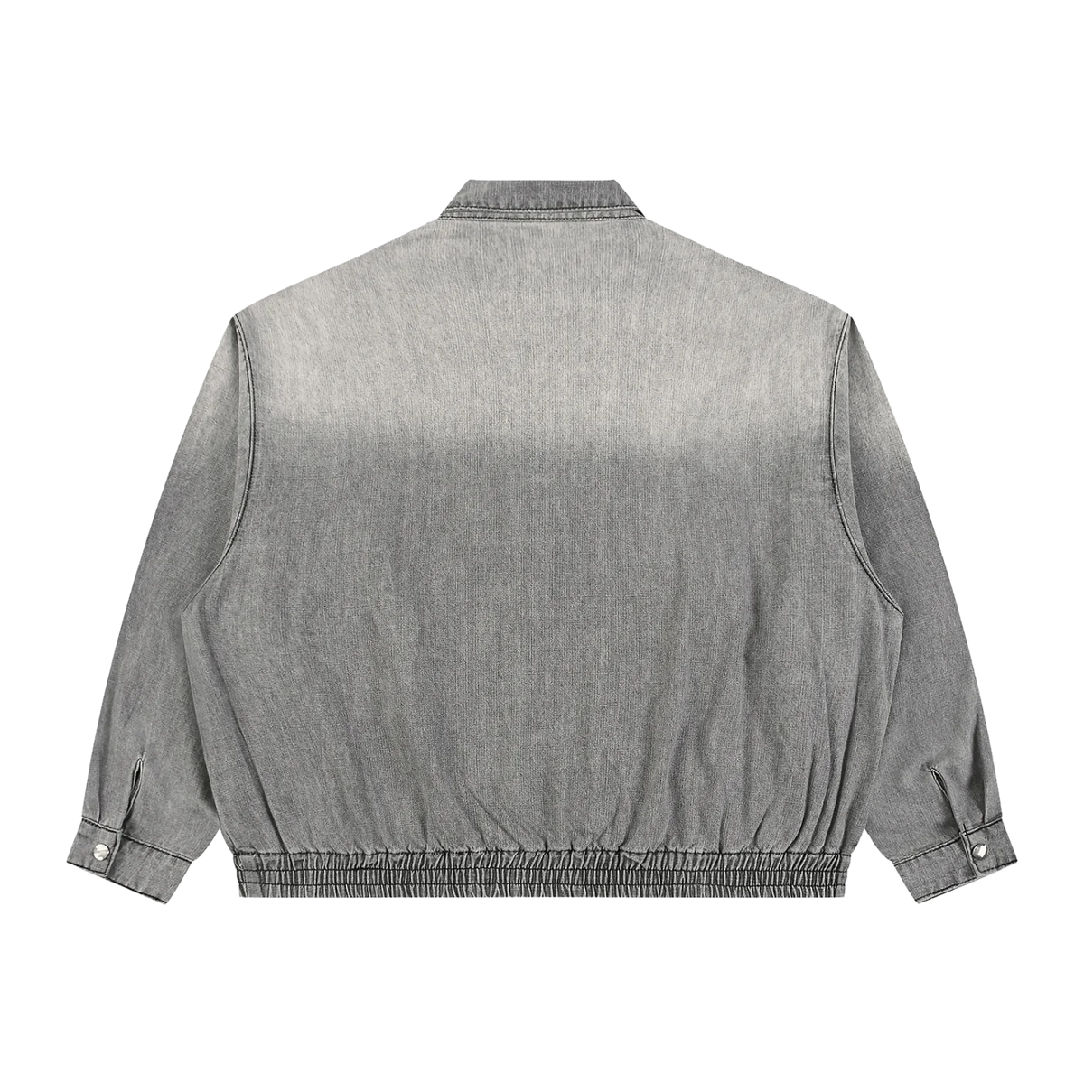 The Denim Jacket in Light Gray, back view #Color_Light Gray