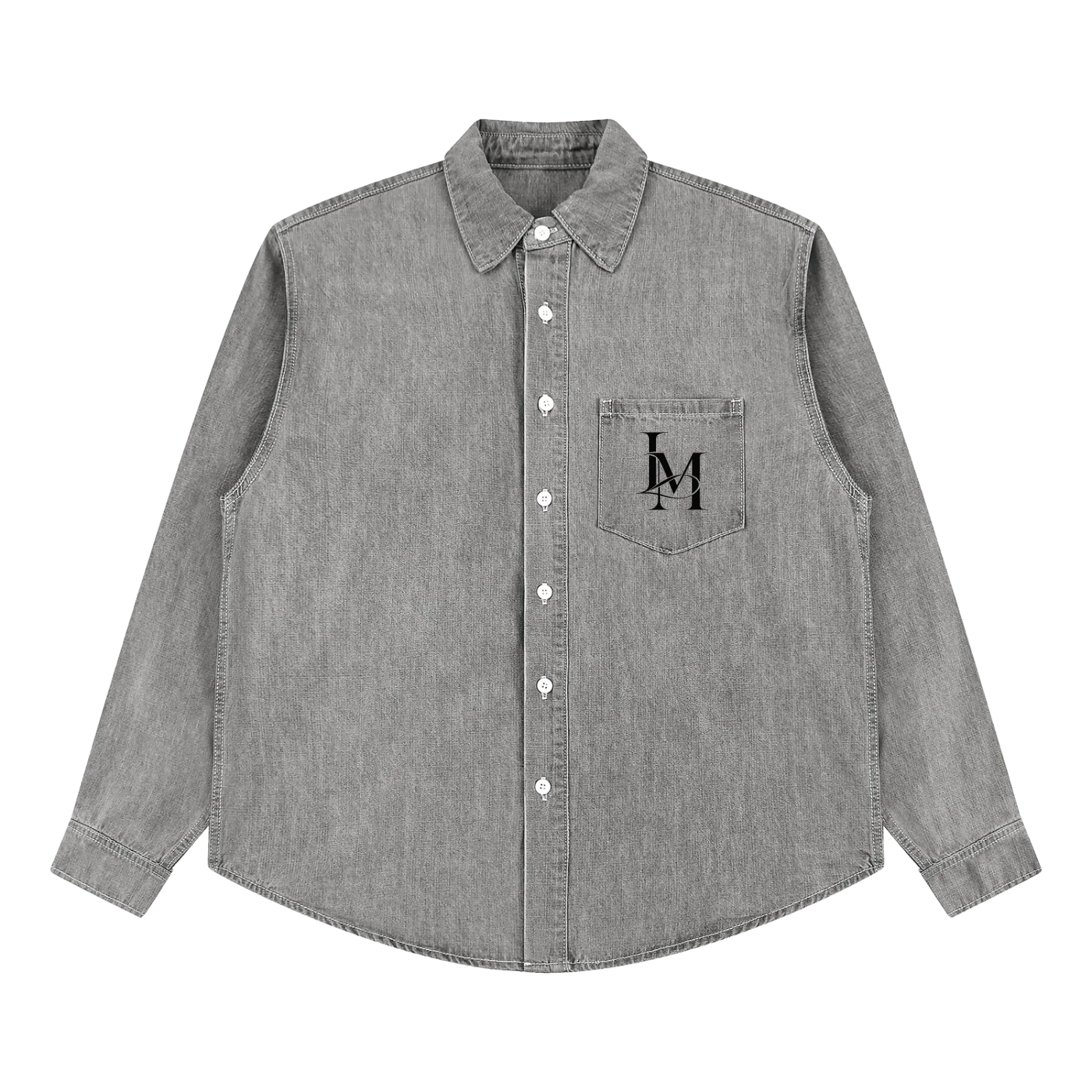 The Denim Shirt in Light Gray, front view #Color_Light Gray