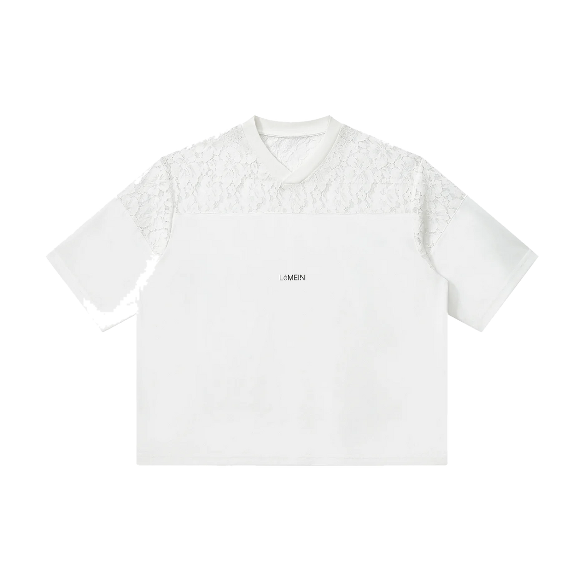 The Lace V-Neck in White, back #Color_White