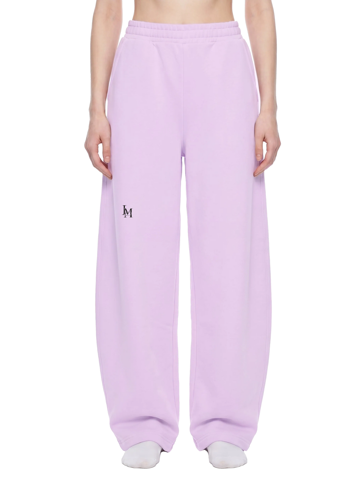 The Barrel Sweatpant in Light Purple — on model, front #Color_Light Purple