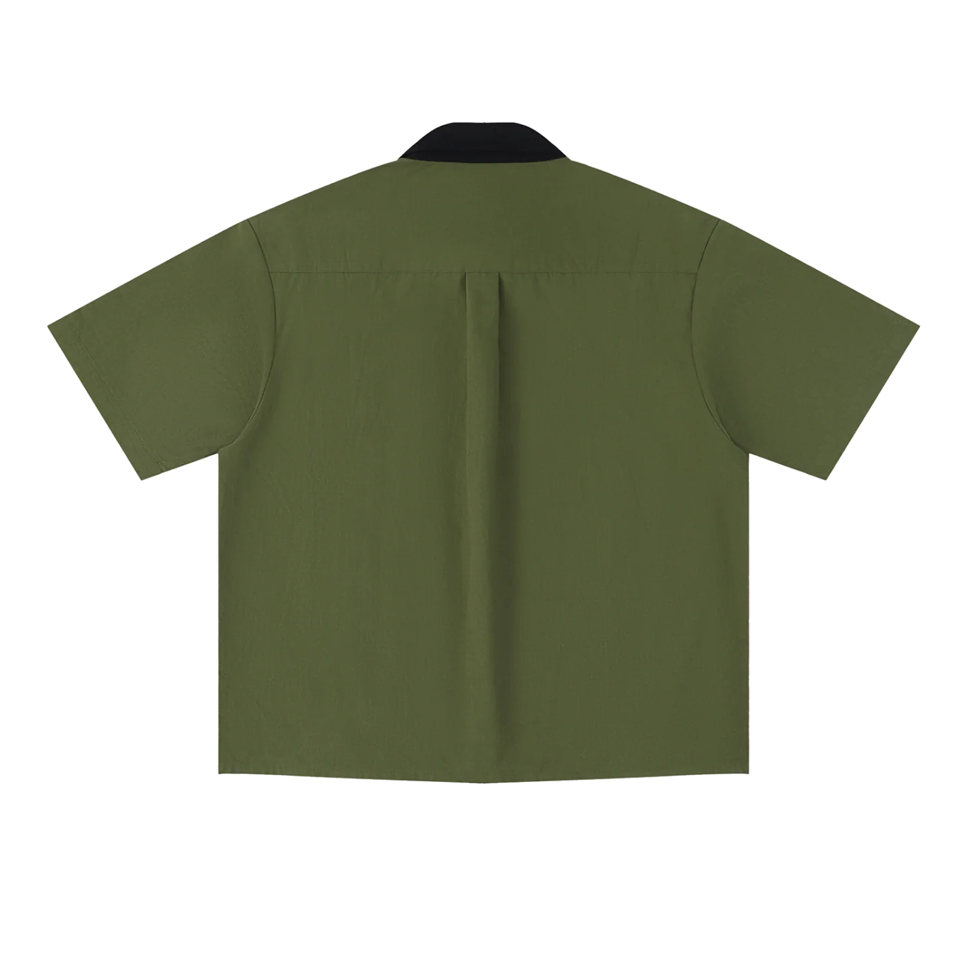 The Color Block Shirt in Army Green, back #Color_Army Green
