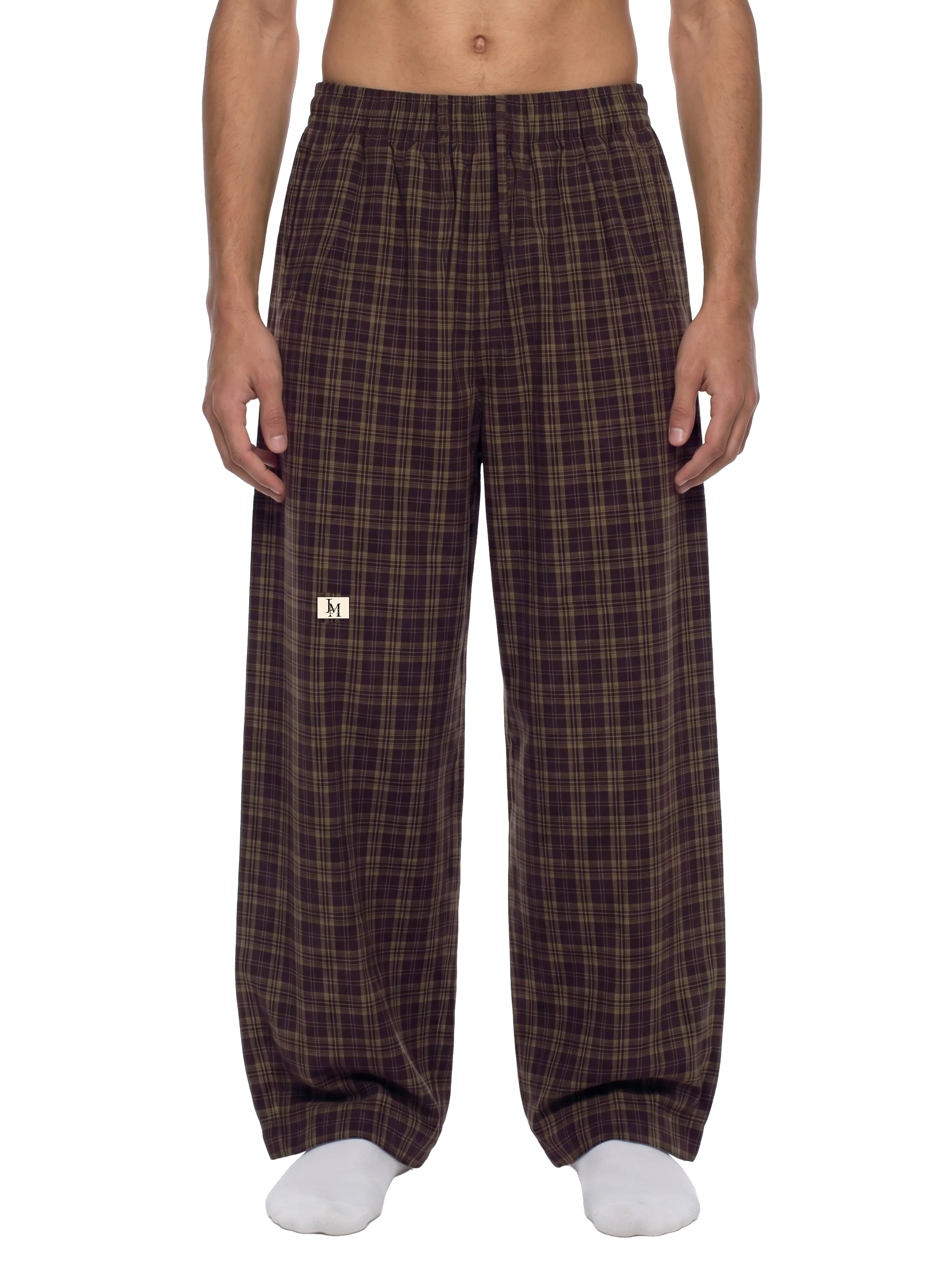 The Plaid Trouser in Red Plaid — on model, front #Color_Red Plaid