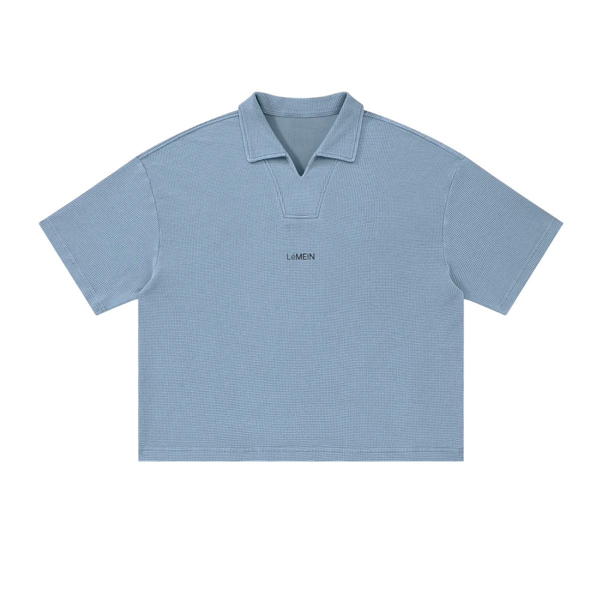 The Waffle Polo in Sky Blue, front view #Color_Sky Blue