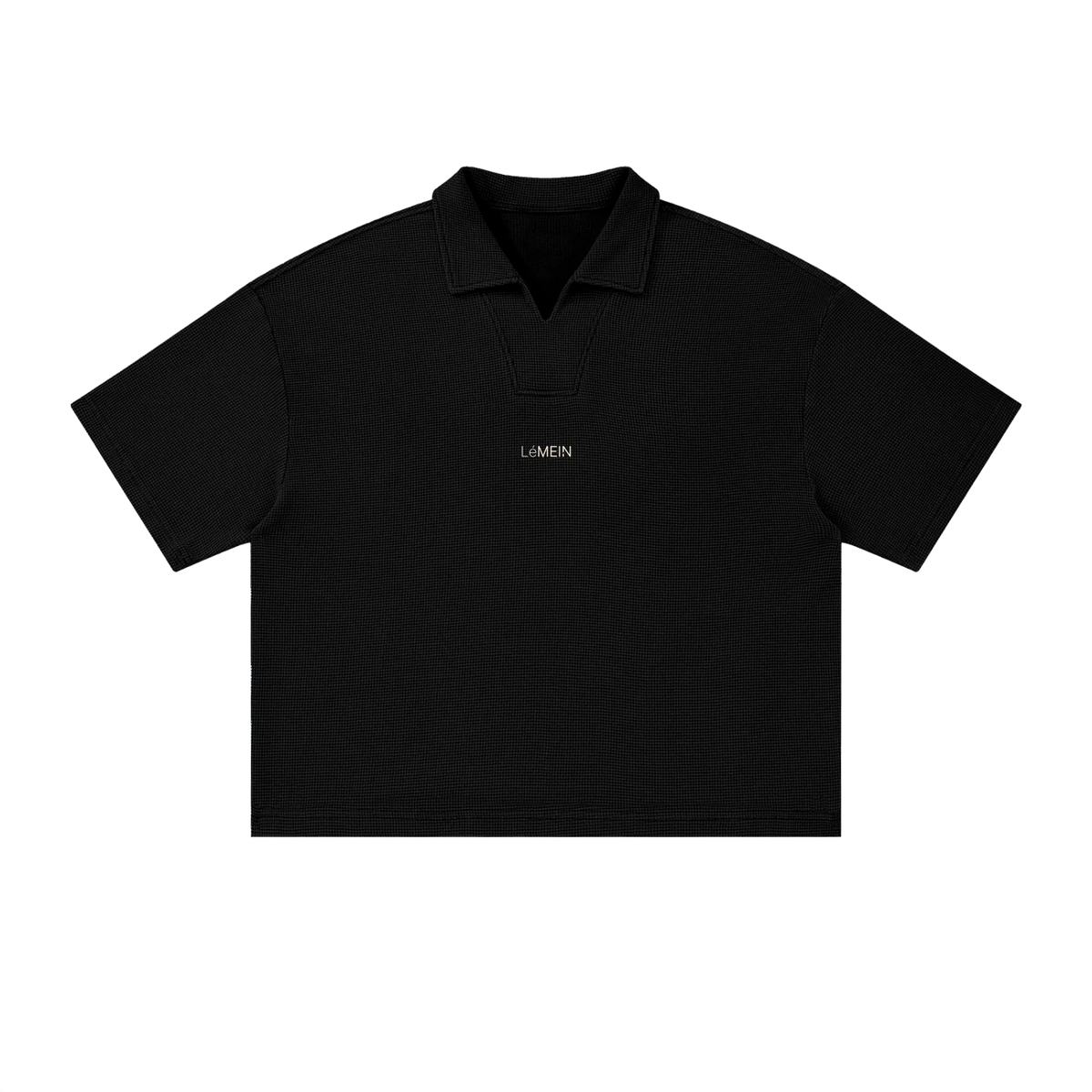 The Waffle Polo in Black, front view #Color_Black