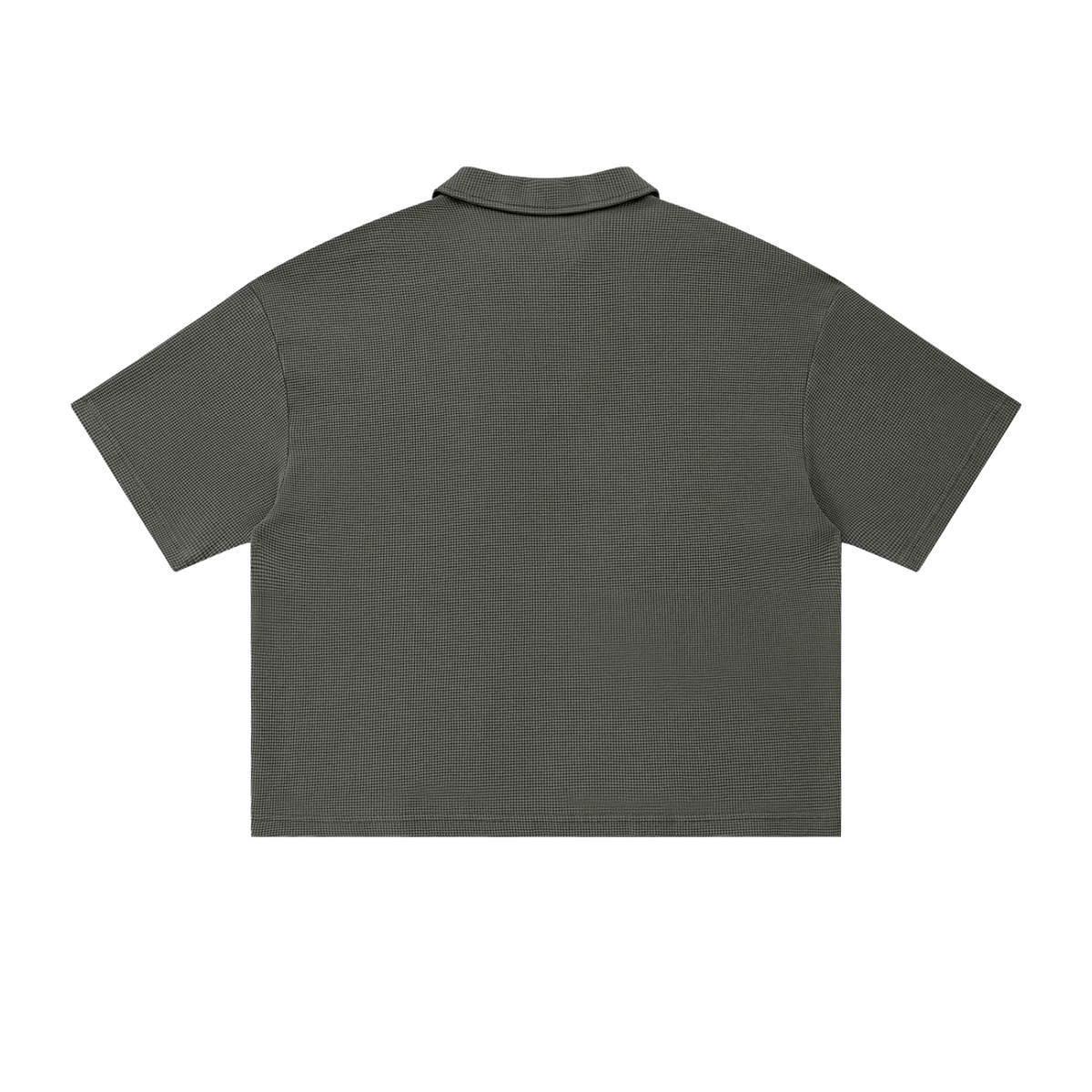 The Waffle Polo in Gray Green, back view #Color_Gray Green